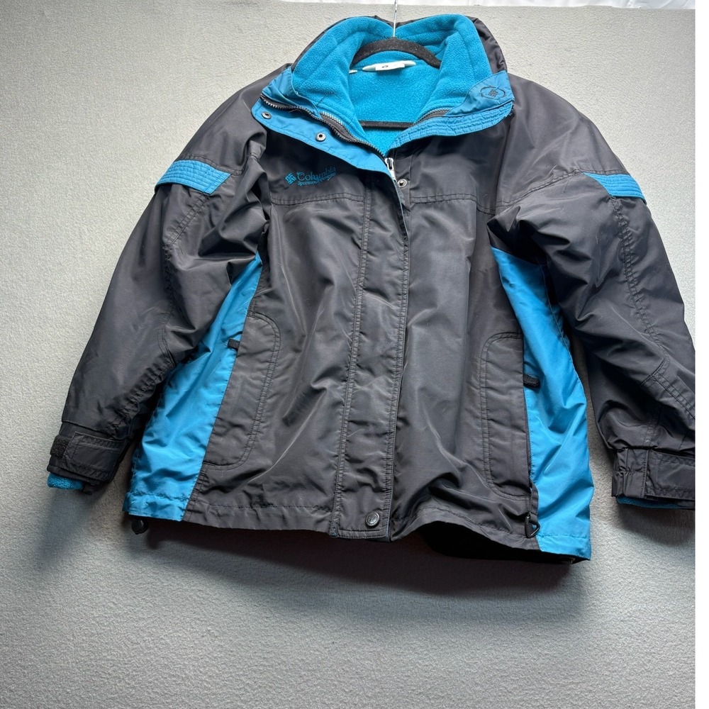 VTG Columbia Bugaboo 3-in-1 Jacket Womens Medium Black Teal Vintage Winter Coat